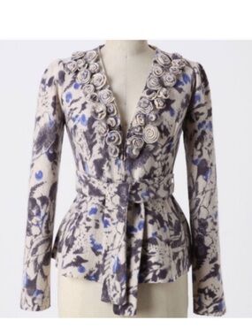 NWT Anthropologie Bud Blossom and Blue wool Cardigan' by Tabitha size L